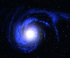 Wall Mural - beautiful blue spiral galaxy in deep space.