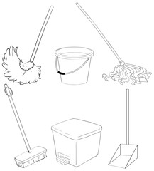 Silhouettes of the different cleaning materials