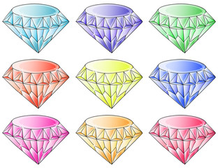 Sticker - Different colors of diamonds