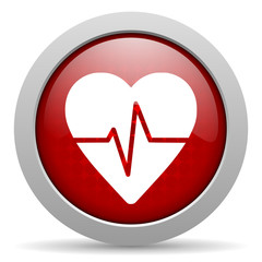 Aufkleber - cardiogram red circle web glossy icon