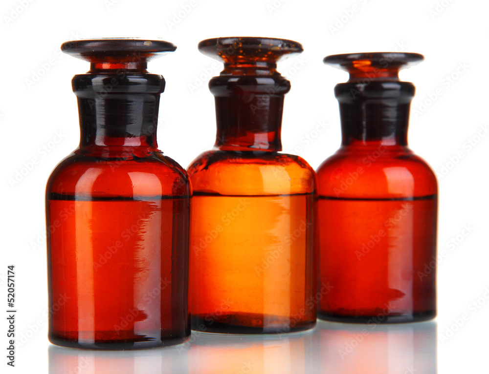 Medicine bottles isolated on white