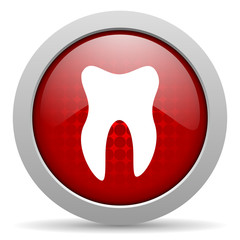 Aufkleber - tooth red circle web glossy icon