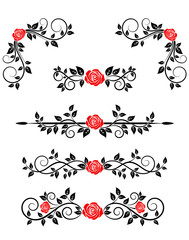 Wall Mural - Roses with floral embellishments