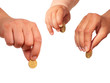 Hands with coins.