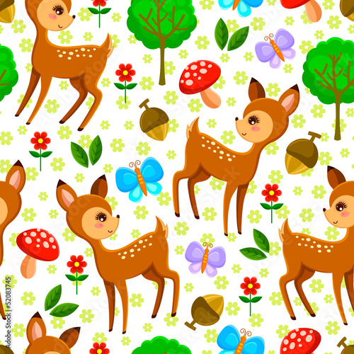 Obraz w ramie seamless pattern with baby deer