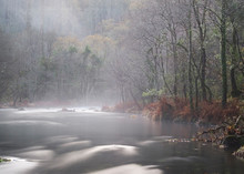 Mist River In Galicia, Spain.