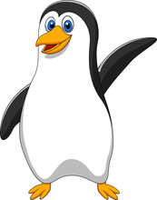 Cute Pinguin Cartoon Waving