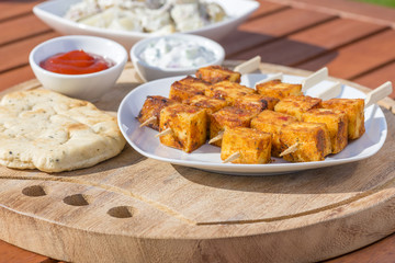 Wall Mural - Paneer Tikka Kebab - Tadoori indian cheese skewers.