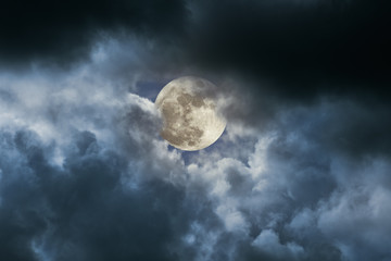 Poster - Full moon in a cloudy night