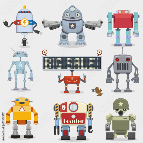 Plakat na zamówienie Cartoon robots collection