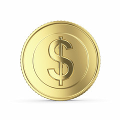 Wall Mural - Golden dollar  on white bg -clipping path