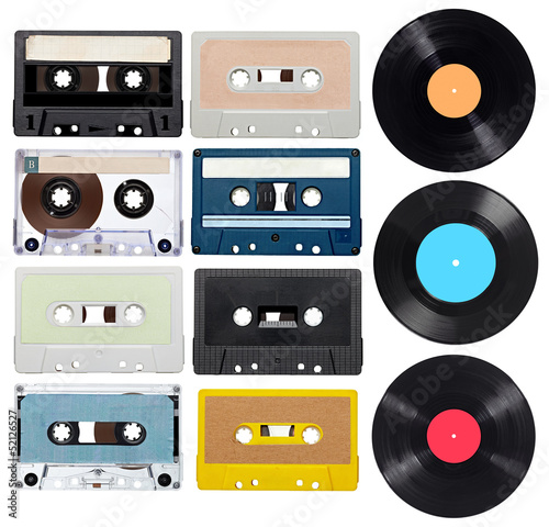 Naklejka na meble music audio tape vynil vinyl vintage