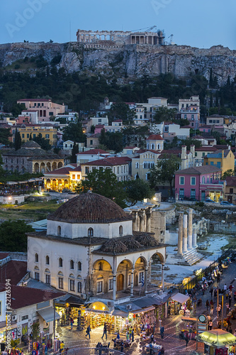 Naklejka na kafelki Plaka area and Acropolis in Athens,Greece