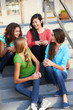 Group Of Female Teenage Pupils Outside Classroom