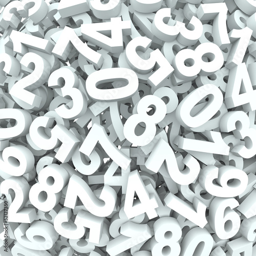 Fotografía Number Background 3D Numbers in Disarray