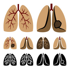 vector human lung cancer icons