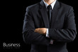 closeup businessman suit Isolated on black background