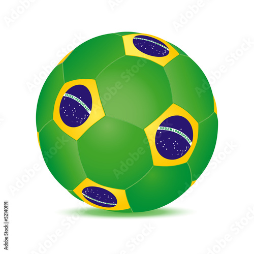 Ballon Football Vert Jaune Avec Drapeau Bresilien Vecteur Stock Adobe Stock