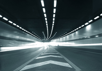 Wall Mural - Abstract speed motion in urban highway road tunnel