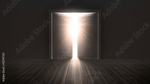 Fotografía Doors opening to show a bright light