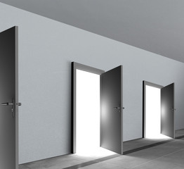 Poster - Doors open showing bright white shining light