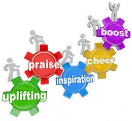 Uplifting Words Team Climbing Gears Praise Cheer Inspiration