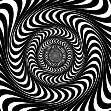 Black And White Swirl Lines. Optical Illusion Background, Vector