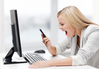 angry woman with phone