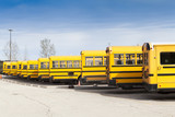 Fototapeta  - Yellow School Bus With Blue Sky