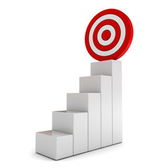 Poster - Step graph with goal target business concept over white