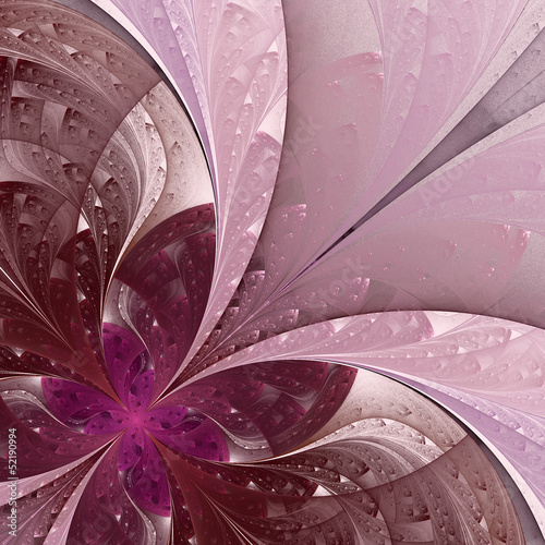 Naklejka dekoracyjna Beautiful fractal flower in vinous and purple.