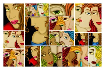 Sticker - collage visi di donne