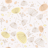 Fototapeta Łazienka - Seamless vector pattern with flowers and leaves