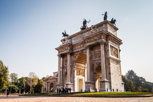 Arch Of Peace In Sempione Park, Milan, Lombardy, Italy