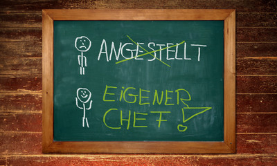 Poster - Kreidetafel - Angestellt - Eigener Chef