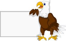 Eagle Cartoon With Blank Sign