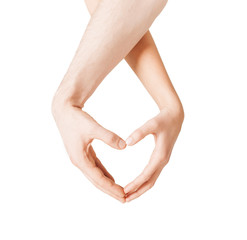 Poster - woman and man hands showing heart shape