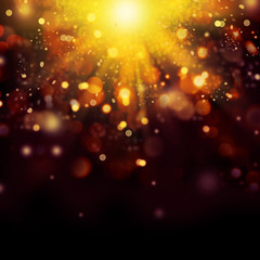 Wall Mural - gold festive christmas background. golden abstract bokeh