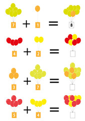 math balloons for kids, adding