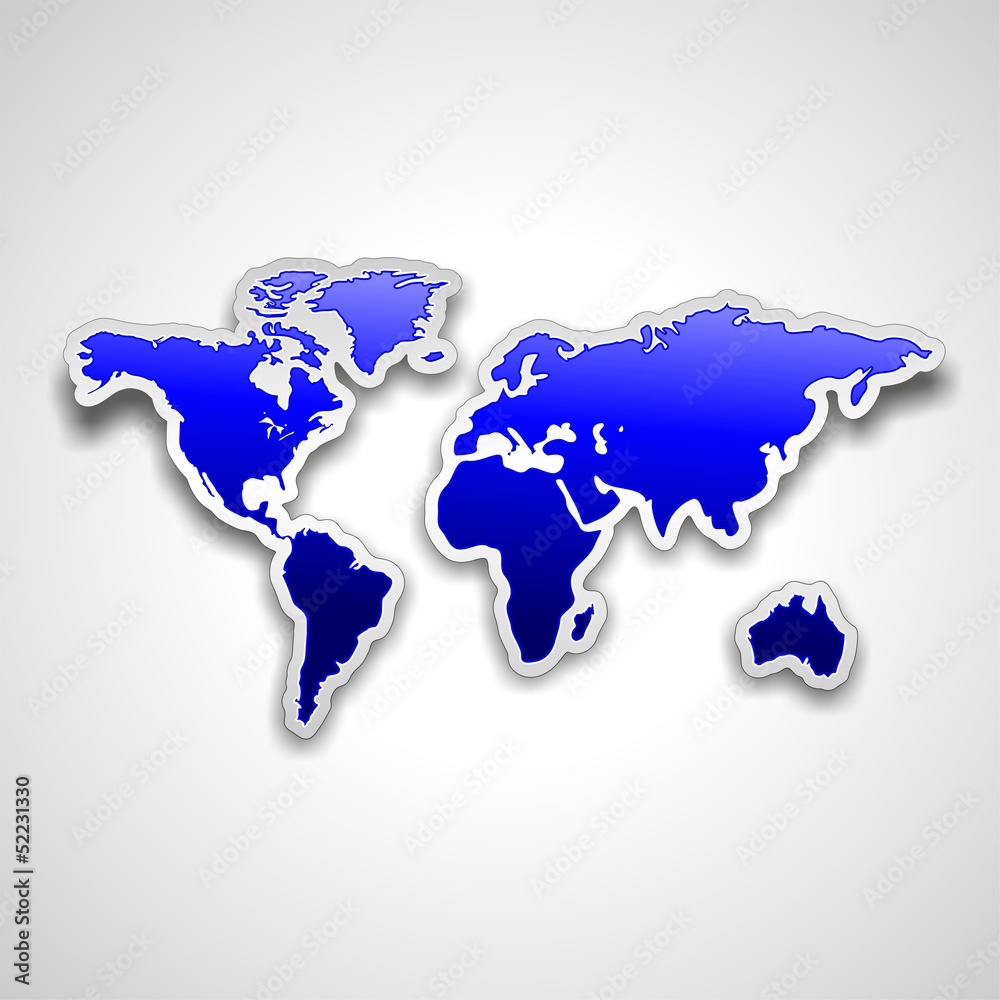 World Map Blue Sticker-Mappa Mondiale Adesivo Blu Stock Vector | Adobe ...