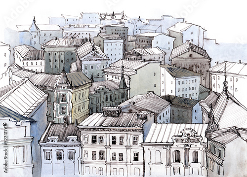 Obraz w ramie city roofs