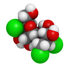 Sticker - Sucralose artificial sweetener, molecular model