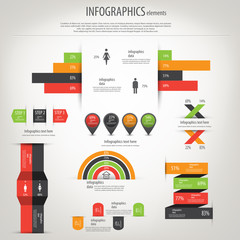 Retro infographics set. World Map and Information Graphics. Vect