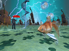 Surreal Scene With Various Elements