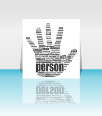 Poster - Info text graphic Positive Thinking in word cloud. head in flyer