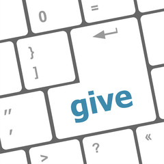 Aufkleber - give word on computer pc keyboard key