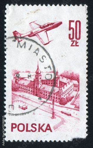 Obraz w ramie Samolot nad zamkiem Warszawskim