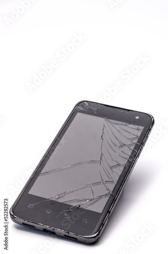 Fotografia, Obraz Defektes Display bei Mobiltelefon - Glas gesprungen