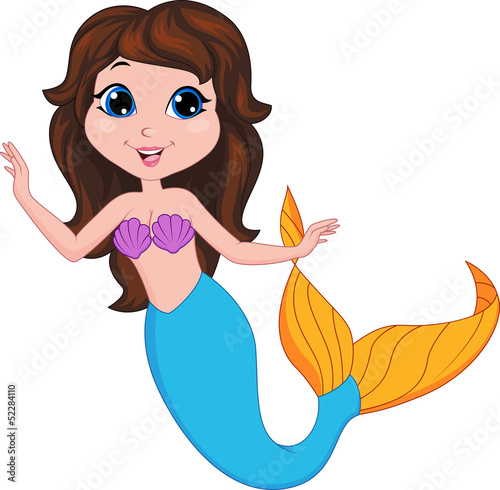 Obraz w ramie Cute mermaid cartoon