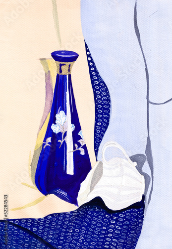 Fototapeta na wymiar blue glass carafe